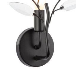 Happy Homewares Modern Birch Matte Black Wall Lighting Fixture With Transparent Acrylic Leaves - thumbnail 3