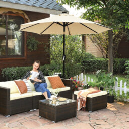 LEDREM Garden Parasol Umbrella,outdoor Terrace Pool Balcony, Without Base, Beige - thumbnail 1