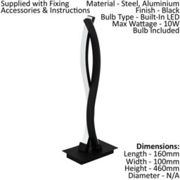 Modern Black Table Desk Lamp With White Shade And 10W Led Bulb - thumbnail 2
