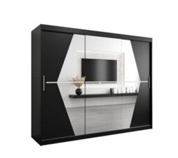 Arte Boliwia Contemporary 2 Mirrored Sliding Door Wardrobe 9 Shelves 2 Rails Black (H)2000mm (W)2500mm (D)620mm - thumbnail 1