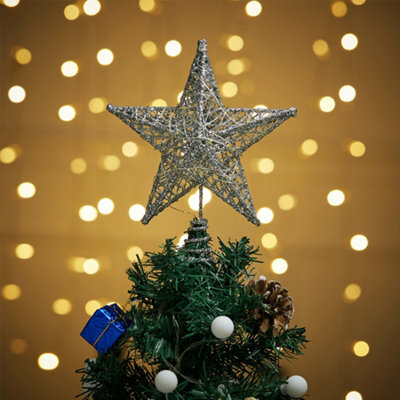Darphe Silver Metal Christmas Tree With Led Lights And Glitter, Topped With A Star - image 1