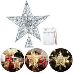 Darphe Silver Metal Christmas Tree With Led Lights And Glitter, Topped With A Star - thumbnail 8