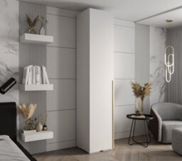 Arte Elegant White Inova I Hinged Door Wardrobe W500mm H2370mm D470mm - Compact Storage With Vertical Gold Handle - thumbnail 2