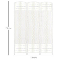 3 Panel Folding Room Divider, Freestanding Privacy Screen, White - thumbnail 4
