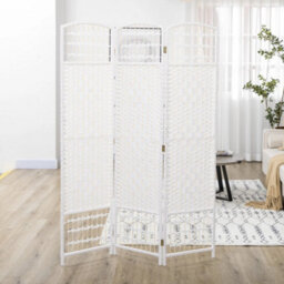 3 Panel Folding Room Divider, Freestanding Privacy Screen, White - thumbnail 5