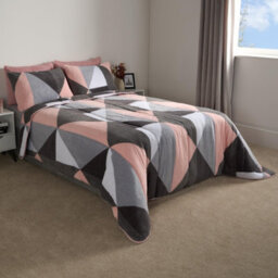 OHS Geometric Teddy Fleece Coverless Duvet Bedding Set 10.5 Tog, Blush - Double - thumbnail 2