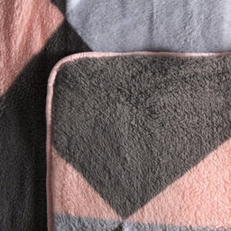 OHS Geometric Teddy Fleece Coverless Duvet Bedding Set 10.5 Tog, Blush - Double - thumbnail 4