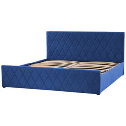 Beliani Ottoman Bed Velvet Rochefort 180 X 200 Cm (Eu Super King) Navy Blue - thumbnail 5