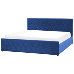 Beliani Ottoman Bed Velvet Rochefort 180 X 200 Cm (Eu Super King) Navy Blue - thumbnail 6