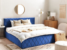 Beliani Ottoman Bed Velvet Rochefort 180 X 200 Cm (Eu Super King) Navy Blue - thumbnail 2