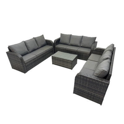 3-Piece Rattan Garden Furniture Set - Black - image 1
