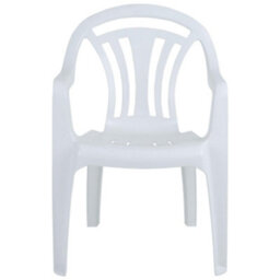 Storm Trading Group 4 X White Stackable Plastic Low Back Garden Chairs For Patios & Outdoor Picnics - thumbnail 4