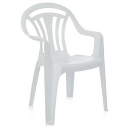 Storm Trading Group 4 X White Stackable Plastic Low Back Garden Chairs For Patios & Outdoor Picnics