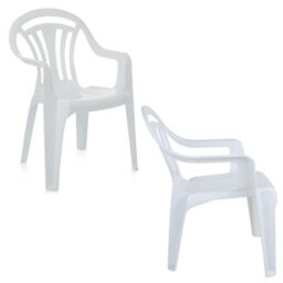Storm Trading Group 4 X White Stackable Plastic Low Back Garden Chairs For Patios & Outdoor Picnics - thumbnail 2