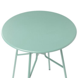 Wyld And Coco Evergarden 64Cm Light Green Round Iron Garden Dining Table - Compact Outdoor Bistro Table - thumbnail 5