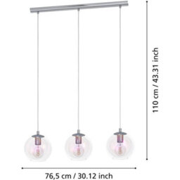 Loops Stylish Modern Chrome Triple Pendant Ceiling Light With E27 Fitting For Contemporary Interiors - thumbnail 4