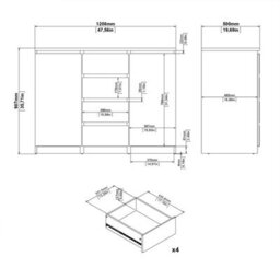 Furniture To Go Naia Sideboard 4 Drawers 2 Doors In Black Matt (W) 120.6 X  (H) 90.7 X (D) 50Cm - thumbnail 8