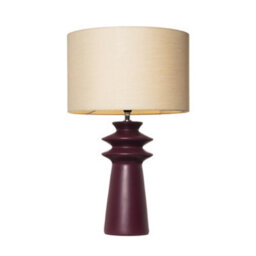 Litecraft Findlay Burgundy Ceramic Table Lamp - thumbnail 2