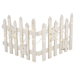 Urbn-Living Urbnliving 40Cm Rustic Wooden Snow Fence White 30 Led Lights Christmas Xmas Tree Skirt Stand Cover