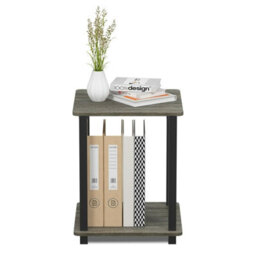 Walplus Furinno Simplistic End Table, Set Of Two, French Oak Grey/black - thumbnail 2