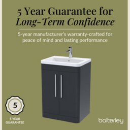 Balterley Aldershawe Contemporary Floor Standing 2 Door Bathroom Vanity Unit & Ceramic Basin, Dark Grey, 610mm - thumbnail 4