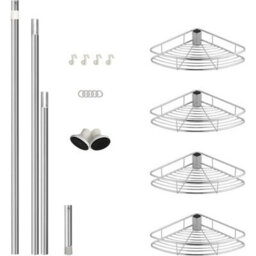 4 Tier Telescopic Bathroom Wall Corner Shelf Rack Shower Caddy -Stainless Steel - thumbnail 3