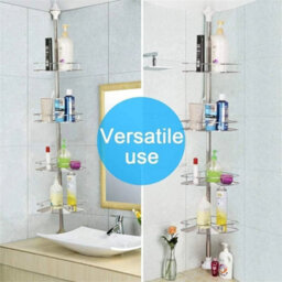 4 Tier Telescopic Bathroom Wall Corner Shelf Rack Shower Caddy -Stainless Steel - thumbnail 4