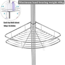 4 Tier Telescopic Bathroom Wall Corner Shelf Rack Shower Caddy -Stainless Steel - thumbnail 7