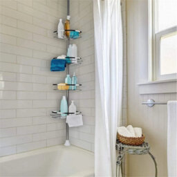 4 Tier Telescopic Bathroom Wall Corner Shelf Rack Shower Caddy -Stainless Steel - thumbnail 6