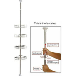 4 Tier Telescopic Bathroom Wall Corner Shelf Rack Shower Caddy -Stainless Steel - thumbnail 9