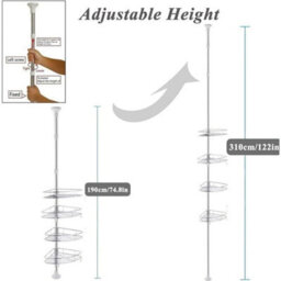 4 Tier Telescopic Bathroom Wall Corner Shelf Rack Shower Caddy -Stainless Steel - thumbnail 8