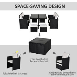 Wyld Haus Viro Rattan 8-Seater Cube Garden Dining Set Black With Cushions And Square Tempered Glass Table - thumbnail 6