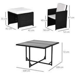 Wyld Haus Viro Rattan 8-Seater Cube Garden Dining Set Black With Cushions And Square Tempered Glass Table - thumbnail 3