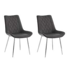 Home Detail Alba Velvet Dining Chair Set Of 2, Grey With Silver Legs