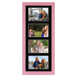 AK Frames 50X20Cm Pastel Pink Modern Multi Photo Frame With Black Mount - Holds 4 Apertures (4X) 6X4 Photos - thumbnail 1