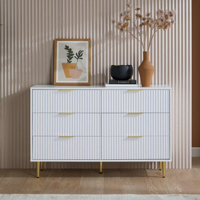 Birlea Zara White 6 Drawer Chest Fluted Bedroom Storage - image 1