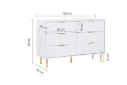 Birlea Zara White 6 Drawer Chest Fluted Bedroom Storage - thumbnail 6