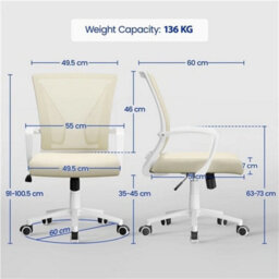Ergonomic Adjustable Mesh Office Chair Beige - thumbnail 2