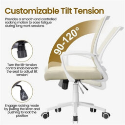 Ergonomic Adjustable Mesh Office Chair Beige - thumbnail 3