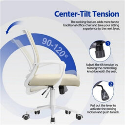 Ergonomic Adjustable Mesh Office Chair Beige - thumbnail 6