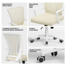 Ergonomic Adjustable Mesh Office Chair Beige - thumbnail 7