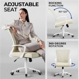 Ergonomic Adjustable Mesh Office Chair Beige - thumbnail 4