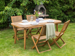 Beliani Garden Dining Set 4 Seater Paraggi Certified Acacia Wood Dark Brown - thumbnail 2