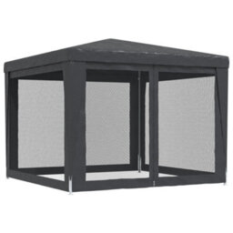 Walplus Party Tent Garden Gazebo Canopy With 4 Mesh Sidewalls Anthracite 3X3 M Hdpe - thumbnail 5