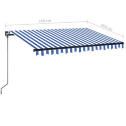 Berkfield Manual Retractable Awning With Led 350X250 Cm Blue And White - thumbnail 7