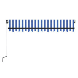 Berkfield Manual Retractable Awning With Led 350X250 Cm Blue And White - thumbnail 4