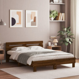 Berkfield Bed Frame Without Mattress Brown Oak 150X200 Cm King Size - thumbnail 1