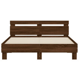 Berkfield Bed Frame Without Mattress Brown Oak 150X200 Cm King Size - thumbnail 5