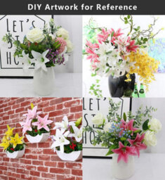 6 (37Cm) White Artificial Lily Flowers, White Bouquets, Realistic Faux Lily Flower For Wedding Party, Home Decor - thumbnail 5