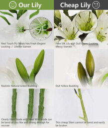 6 (37Cm) White Artificial Lily Flowers, White Bouquets, Realistic Faux Lily Flower For Wedding Party, Home Decor - thumbnail 3